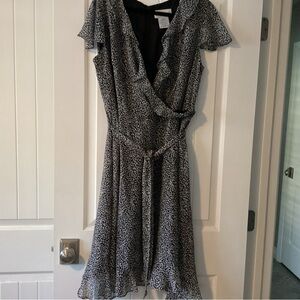 Danny and Nicole Elegant Black and White Wrap Dress